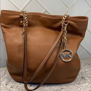 Michael Kors tan leather tote bag